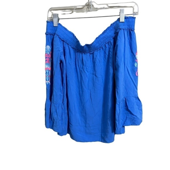 Lilly Pulitzer Moira Off The Shoulder Bennet Top SM Embroidered Bell Sleeves - Picture 4 of 6